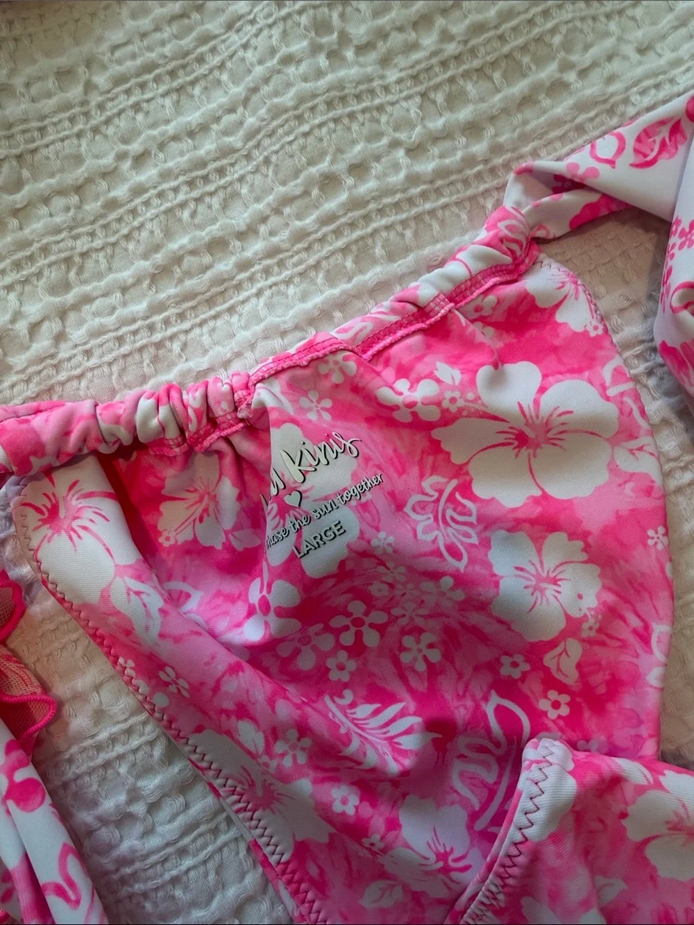Kulani Kinis Hot Pink Floral Bikini Set with Sarong